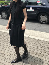 Monday Office Ball Stud Pleated Midi Skirt