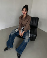 Tiv Curved Cut Balloon Denim Pants