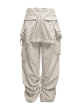 CUT OUT STRING CAGO PANTS . DRITY BEIGE