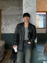 Deep oil denim pants