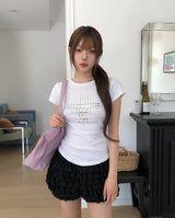 メタリッククロススリムショートスリーブ