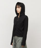 (W) Rim Eyelet Hooded Top