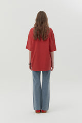 MELTING CHERRY PIGMENT WASHING T-SHIRT [RED]