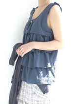 Tear Shirring Sleeveless Top