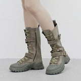 Ned Buckle Suede Middle Boots