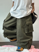 MULTI ALL CARGO SEMI WIDE BALLOON LONG PANTS 💚🐝🩶🖤 - 3 COLORS