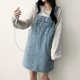 Monthly pocket suspender dress