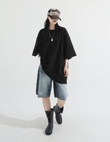 Grayish Washing Skater Half Pants