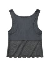 レース ショート スリーブレス[CHARCOAL]