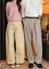 Three-Tuck Back Banding Slacks  3COLOR