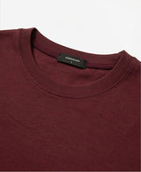ロールアップスリーブクロップド半袖Tシャツ クラックソーラー バーガンディ