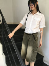 [4color] Tishan Cargo Bermuda Half Denim Short Pants