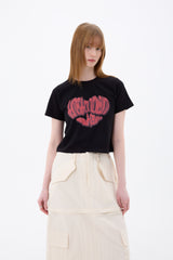 HEART LOGO CROP T-SHIRT / BLACK