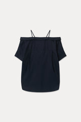 LOOSE OFF-SHOULDER SHIRT_NAVY