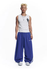 Star Piping Track Balloon Sweat Pants - Blue