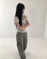 Kukin Check Ribbon Short Sleeve T-Shirt