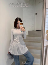 トレンディーレースフリルスリーブシャーリングTシャツ