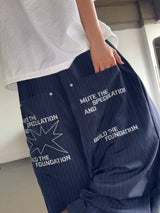 Foundy Stripe Rivet Letter Oversized Balloon Pants 2color
