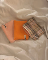 Vivid soft cotton flat pouch - orange , M size