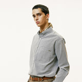 chest pocket tip oxford shirt grey