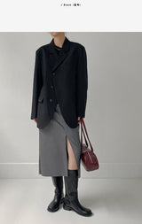 [unisex] カーブ3ボタンオーバーフィットブレザージャケット