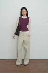 Side Cutout Ribbed Sleeveless (Purple)