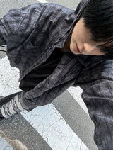 Aaron Linen Checke Hooded Shirt