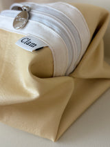 Clam round pouch _ Leather lemon cream