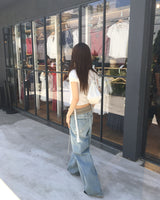 バンディングワイドデニムパンツ