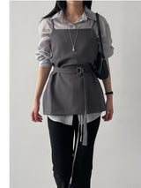 Rollin Belted Loose-Fit Long Blouse