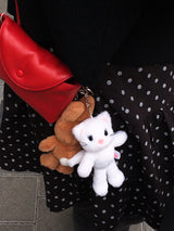 white cat carol keyring