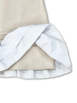 BOAT NECK FRILL DRESS / BEIGE