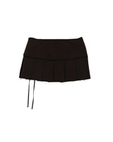 Lined ribbon pleats skirt / brown