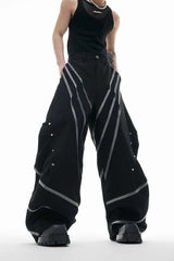 Striped Studded Blade Trousers