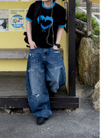 Blue Heart Ringer T-Shirt