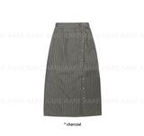 STRIPE BUTTON WRAP SKIRT