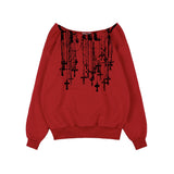 NECKLISS ONE-SHOULDER SWEATSHIRT (RED) F25ZB037