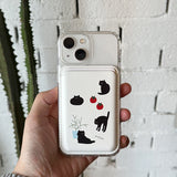 magsafe case mew cat white leather card wallet set