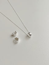 [Silver 925] ボールドエンボスリングピアスネックレスセット / デイリーシンプルシルバーゲストルック