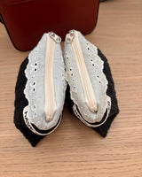 Ribbon lace cable flat pouch - black , S size