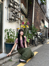 Irmi Nylon Bizo Snap Wide Pants