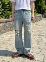 [A-P0127] スカットダメージデニムパンツ