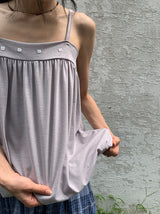 Micelle button balloon layered strap sleeveless