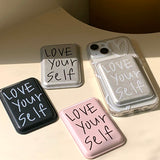 WhiteSilver- Love yourself Magsafe Phone Case Card Pocket Set