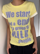 Color Contrast Dart Print Semi-Cropped T-Shirt 5color