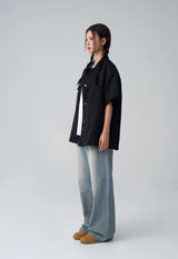 Short-sleeved nylon shirt - Black