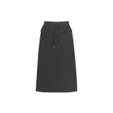 CUT-OUT MAXI LONG SKIRT (CHARCOAL)