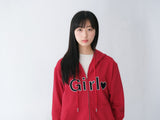 ガールジップアップフーディー - レッド