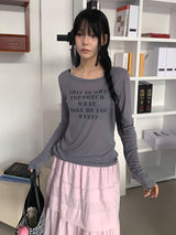 ワイドネックプリントロングスリーブ (3C)