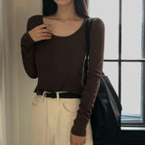 [BELLIDE MADE] Brin, slim U-neck long-sleeved T-shirt